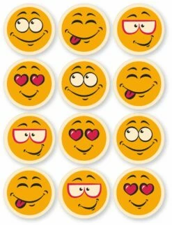 Schokoaufleger Gesichter, Weiß, Ø 3cm, 24 Stück